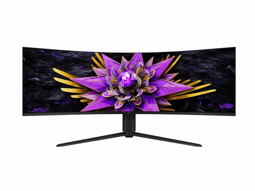 TCL 57R94 57 Inch Dual 4K QD-Mini LED Curved Gaming Monitor | Curved DUHD Fast-HVA 7680 x 2160 Display, 120Hz Refresh Rate, FreeSync, HDMI and DP - Black and White