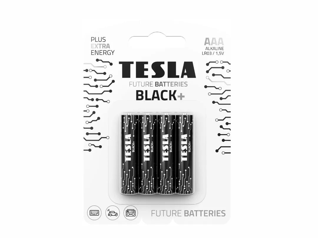 Tesla Alkaline Battery AAA Black+  LR3 1.5v - 4 pcs set