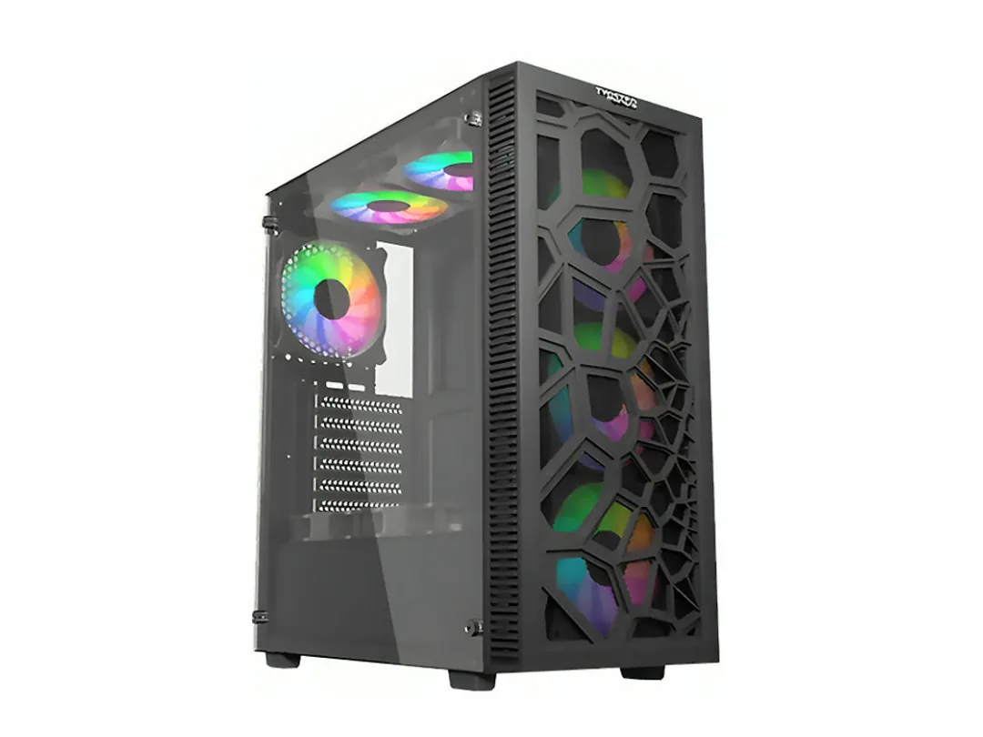 Twisted Minds-03 Spider ATX Mid Tower Gaming Case, Tempered Glass Side Panel, Efficient Cooling, Magic Dust Filter, 3x 120mm Pre-installed ARGB Fans, Up to 360mm AIO, USB-C, SD Card, Black | TM-GM-II
