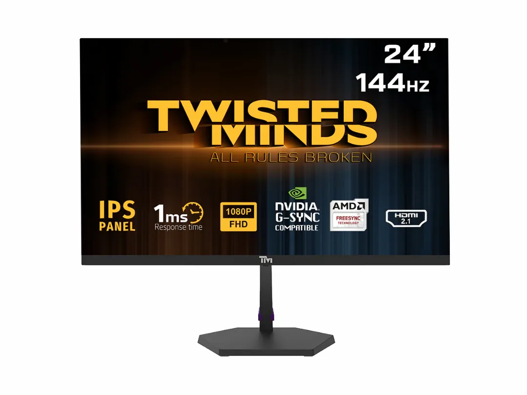 Twisted Minds ECO SERIES 24”, 144hz, 1MS, FHD, HDMI 2.1 & DisplayPort (DP) 1.4, Gaming Monitor TM24FHD144IPS