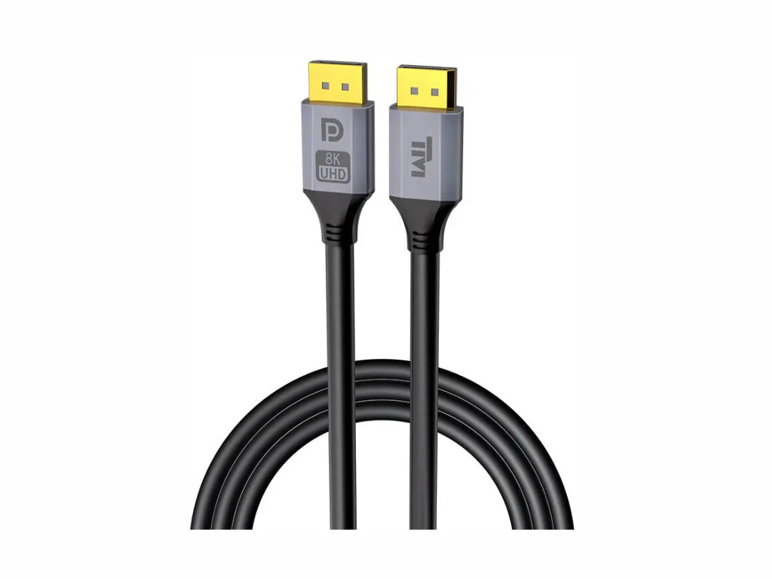 Twisted Minds DisplayPort Cable 2 Meter, Resolution 8K/60Hz, 4K/144Hz, 4K/120Hz, 4K/60Hz Bandwidth 32.4Gbps, 2 Meter, Bare Copper, Gray | TM-DP-2M