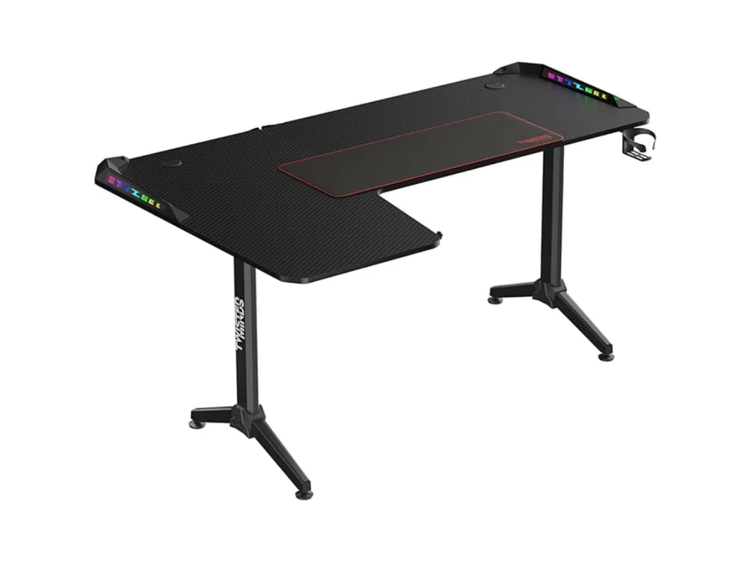 Twisted Minds Warrior L-Shaped RGB Gaming Desk – Black