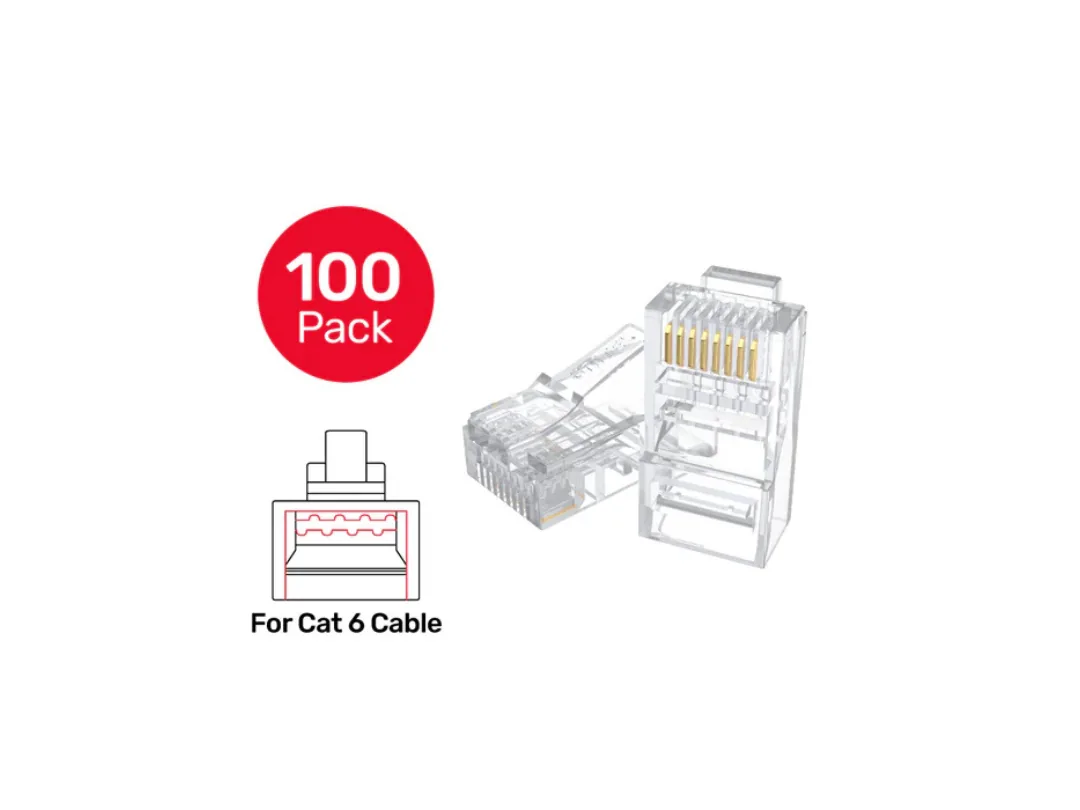 Unitek Cat 6 RJ45 Connector (8P8C) Modular Plugs Y-OT19TP - 100 Pack
