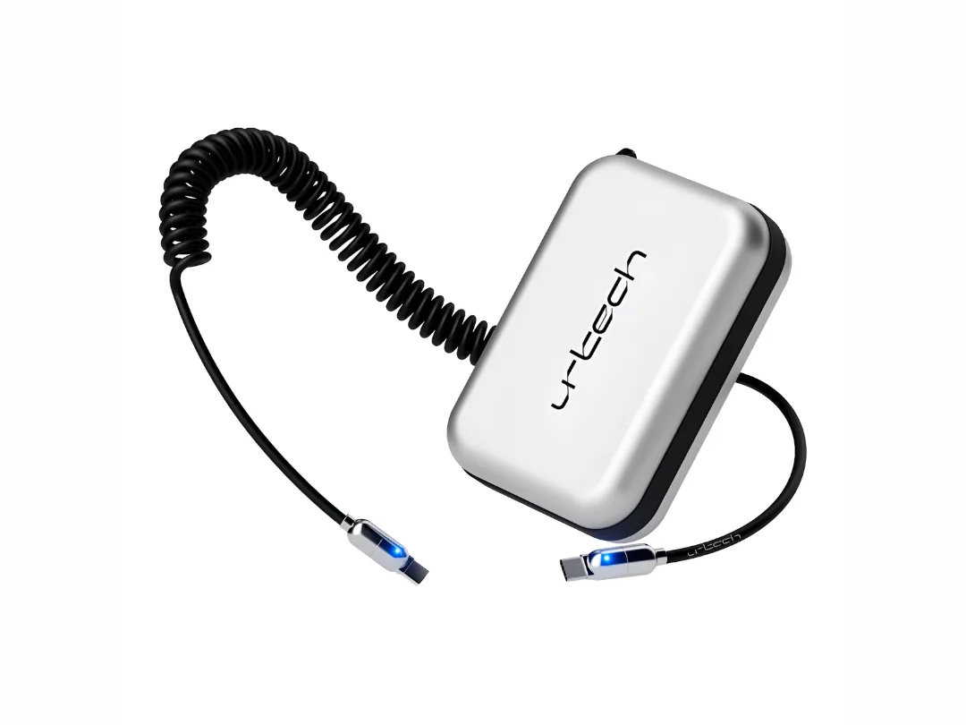 URTECH Premium 100w Spring USB-Type C Charging Cable with Smart LED Indicator | Elegant Travel Kit | Professional Fast Charging Solution - CBL100-SPRING-KIT