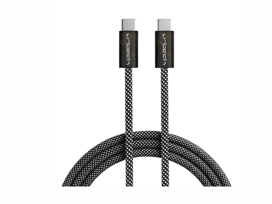 URTECH 100W USB-C to USB-C Cable | Premium Wood Grain Design | Fast Charging & Data Transfer | Durable Nylon Braided - CBL100-WOOD-LUX