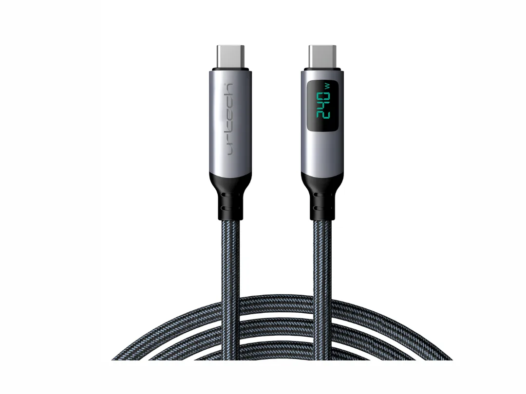 URTECH 240W USB4 Type-C Charging/Data Transfer Cable with Smart LED Display | Real-Time Power Monitoring | 40Gbps Data Transfer | 8K@60Hz Video | Future-Proof Charging CBL240-USB4-LED