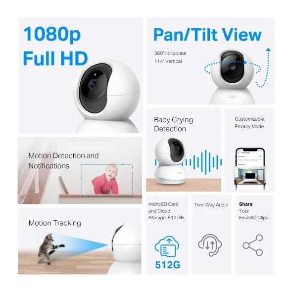 Tapo C200C Pan/Tilt Home Security Wi-Fi Camera view 1