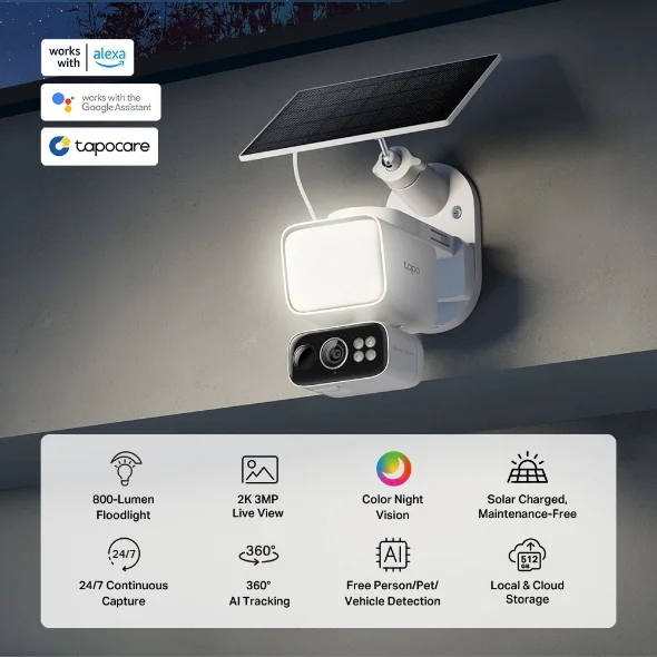 Tapo C615F Kit Solar Powered Floodlight Pan Tilt Security Camera Kit view 3
