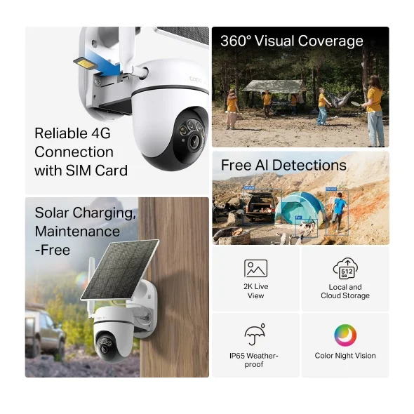 Tapo C615G Kit 3MP Solar-Powered Pan/Tilt 4G LTE Security Camera view 1