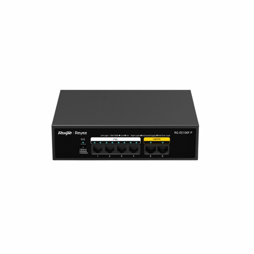 Ruijie RG ES106F-P   6 Port 10 100 Mbps Unmanaged Poe Switch